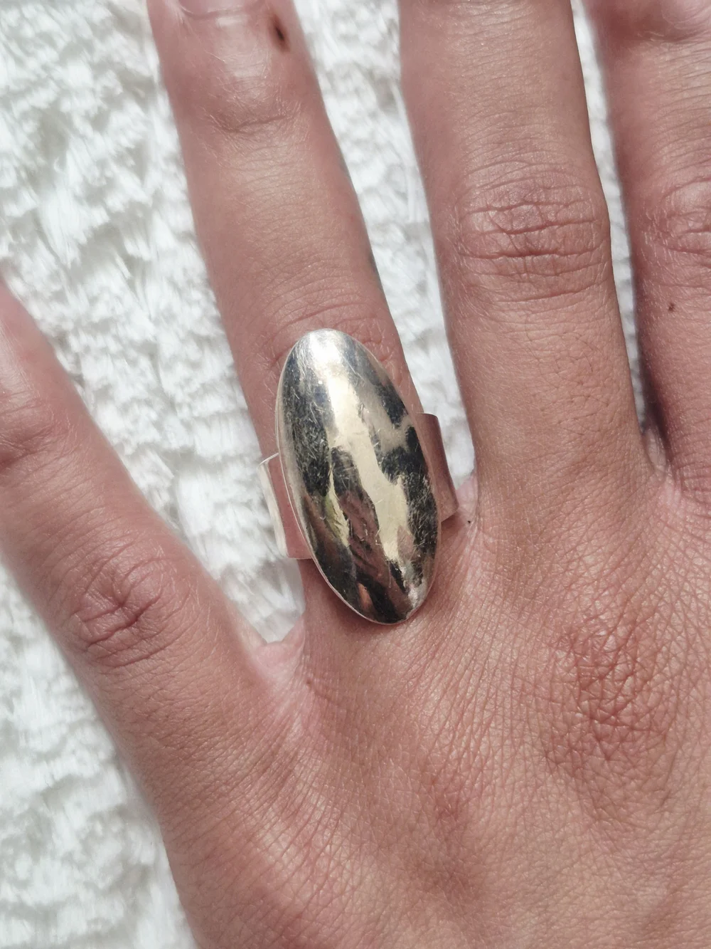 Vintage Navajo Sterling Silver Oval Dome Cocktail Ring